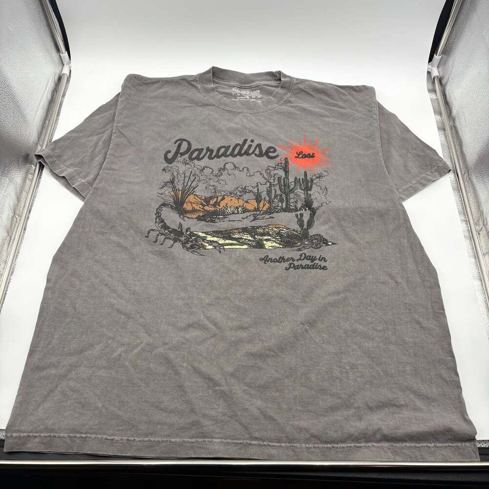 Paradise Lost Desert Graphic T-Shirt Another Day in Paradise Grey